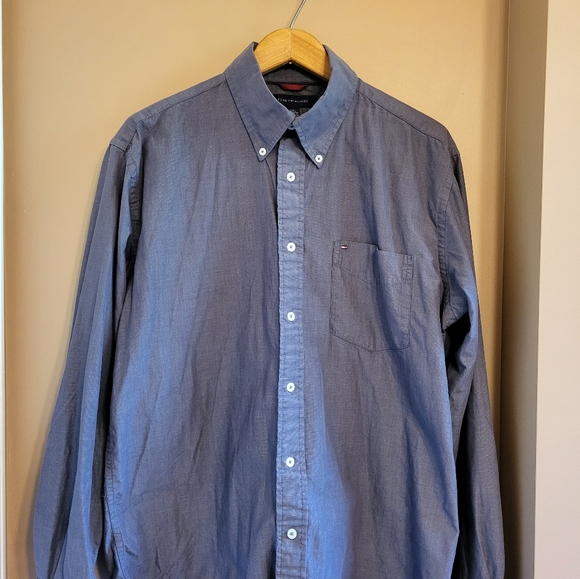 Tommy Hilfiger. Long sleeve button down shirt. Grey. L - Picture 3 of 6